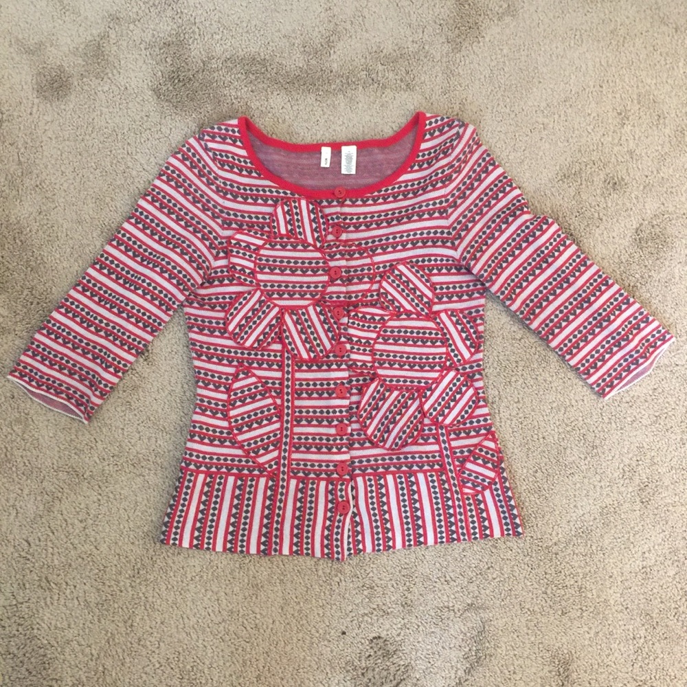 Anthropologie moth hearts and flowers sweater